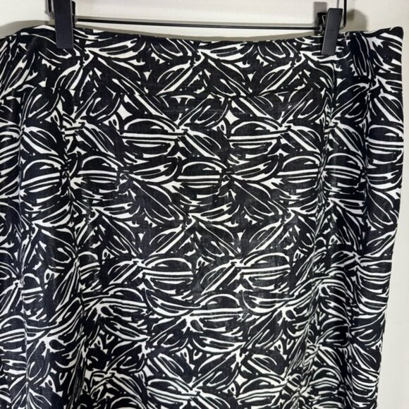 Lafayette 148 Black  White Linen Pencil Skirt Size 18 - Picture 4 of 11